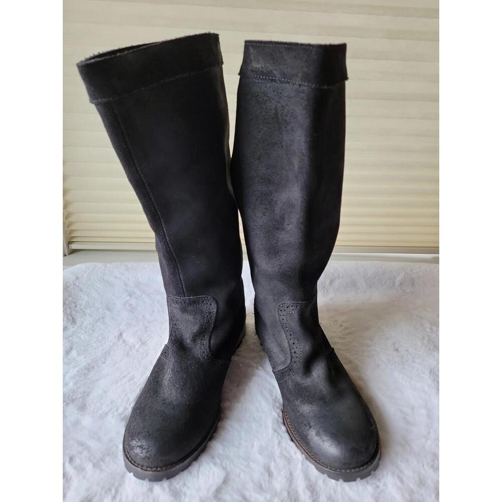 Diesel Prairie Tall Boots Womens Size US 7 Genuine Suede Leather Knee High Black
